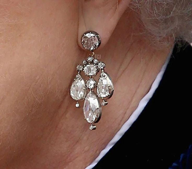 Thumbnail: Earrings: Ring Earring Silver Zircon Vintage Antique Bridal