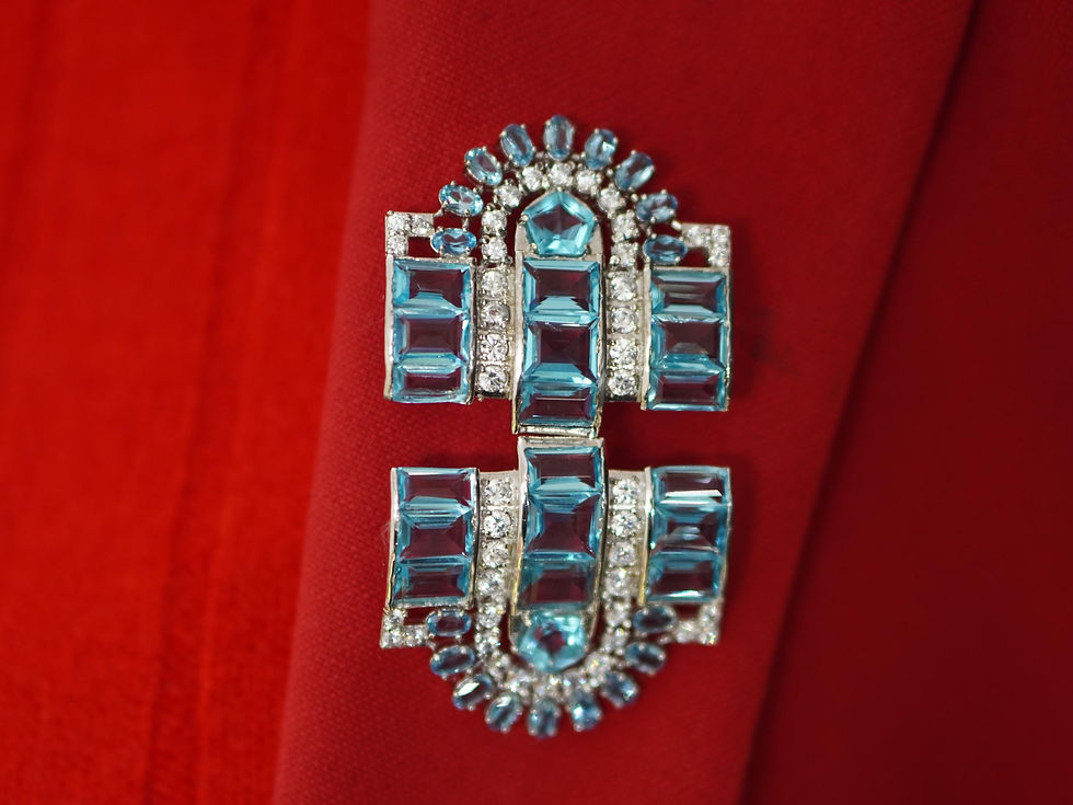 Miniatura: Brooch Silver Diamond Art Deco Wedding Royal Queen Art Deco 925