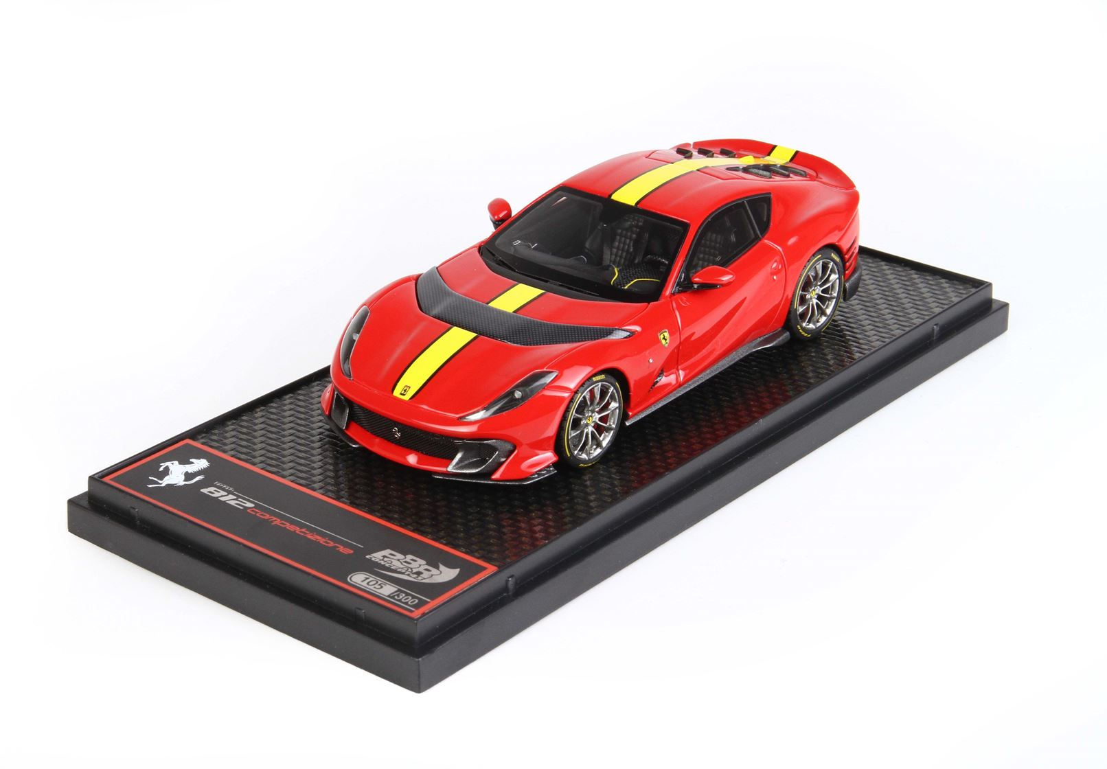 Ferrari 812 Competizione (Rosso Corsa 322 w/giallo FLY stripe) 1:43 BBR