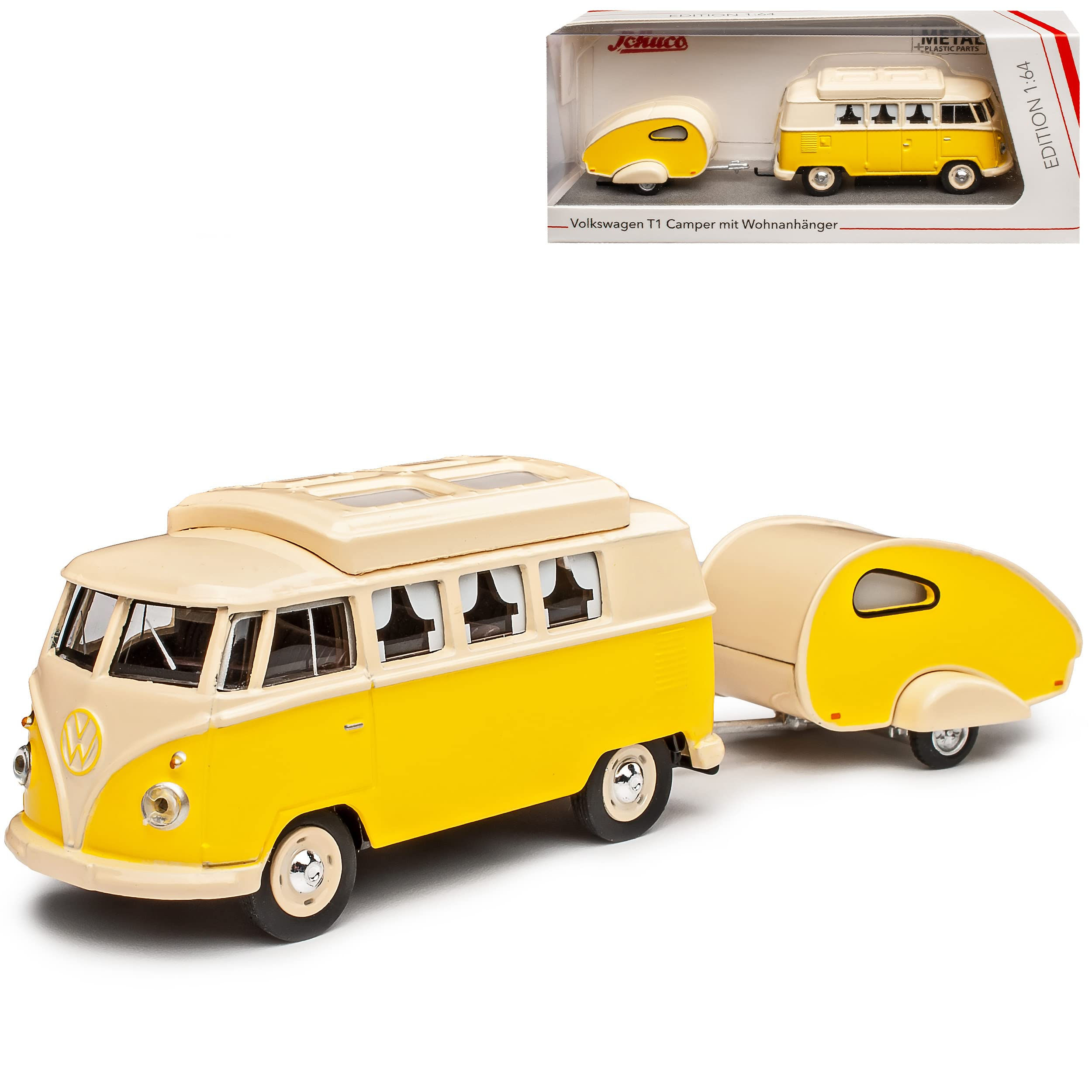Volkswagen T1 Camper mit Wohnanhänger 1:64 Schuco