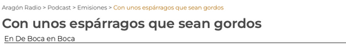 Nueva Colaboración en Radio Aragón. Hoy toca hablar de espárragos.