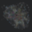 Knowledge graph/abstract network visualisation on a dark background, showing a dense web of fine, map-like lines and multicoloured circular nodes.
