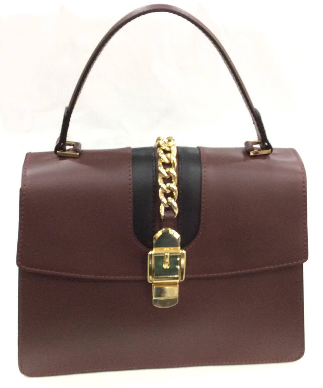 SAC CUIR - CHAINE BROWN