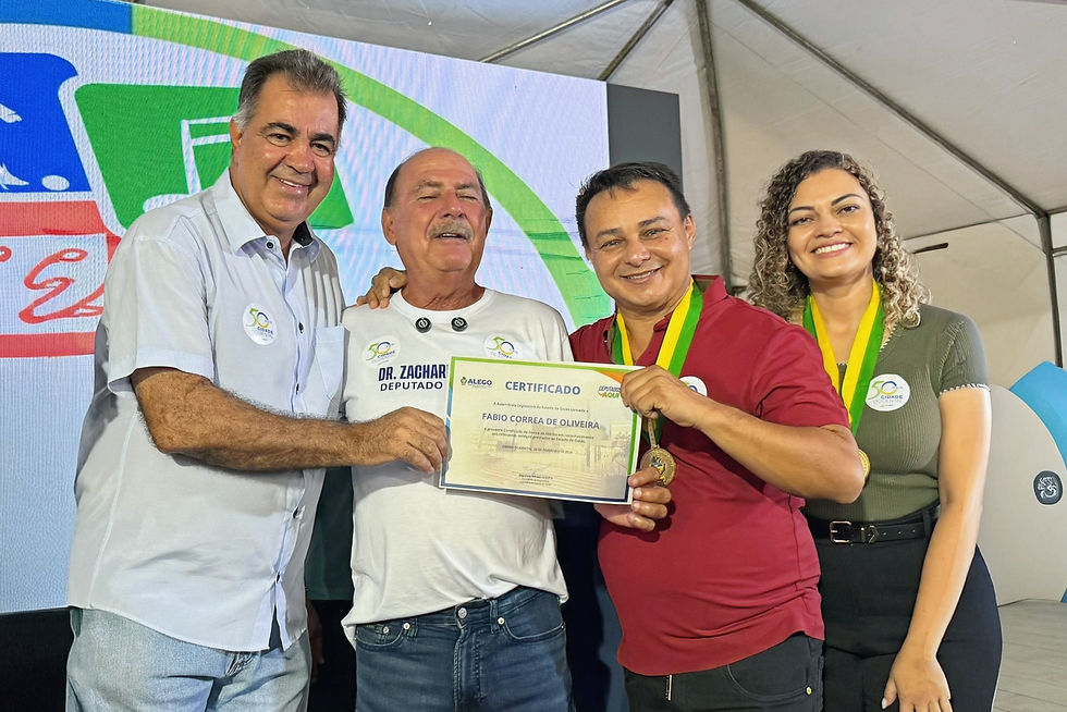 Fábio Correa, Deputado Zacharias Calil, Lulinha e Josy Santos - homenagens da Alego.