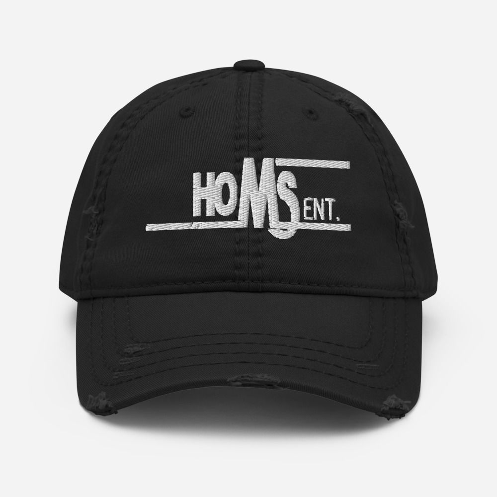 HOMS Ent. Distressed Dad Hat white lettering