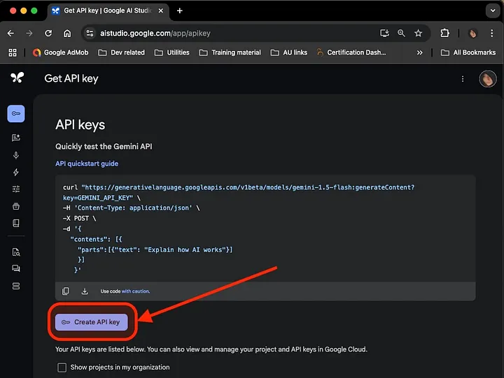 Click Create API Key button