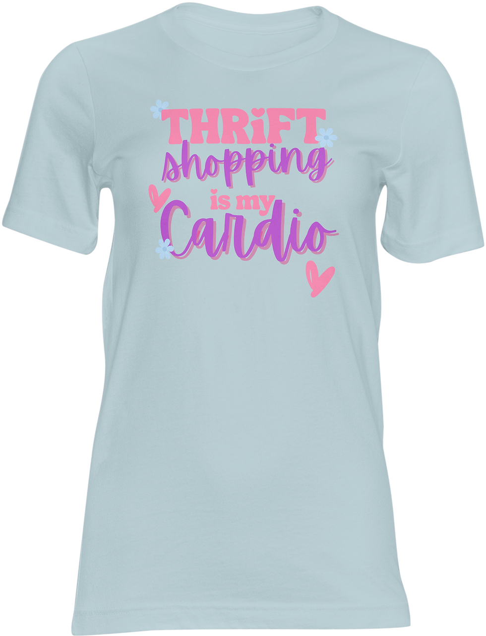Thumbnail: Thrift Shopping Is My Cardio – Pink Heart Graphic T-Shirt | Funny Thrift Lover T