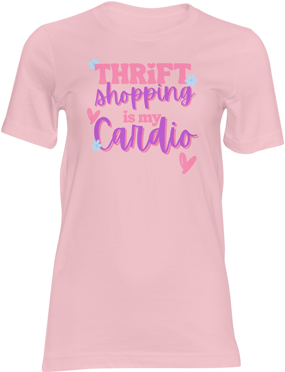 Thumbnail: Thrift Shopping Is My Cardio – Pink Heart Graphic T-Shirt | Funny Thrift Lover T