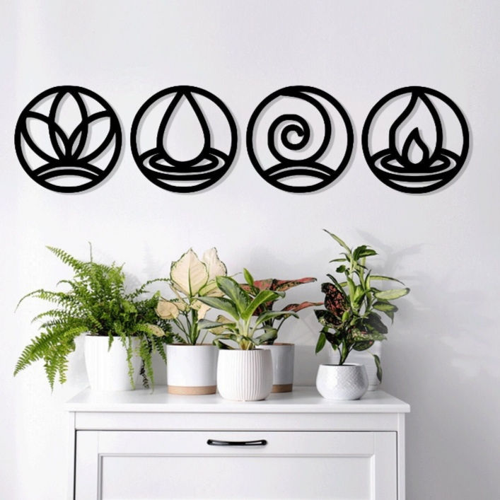 4 Element Ahşap Duvar Dekoru