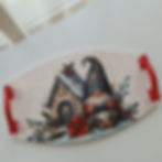 Yılbaşı Temalı Gnome Desenli El Boyaması Ahşap Tepsi