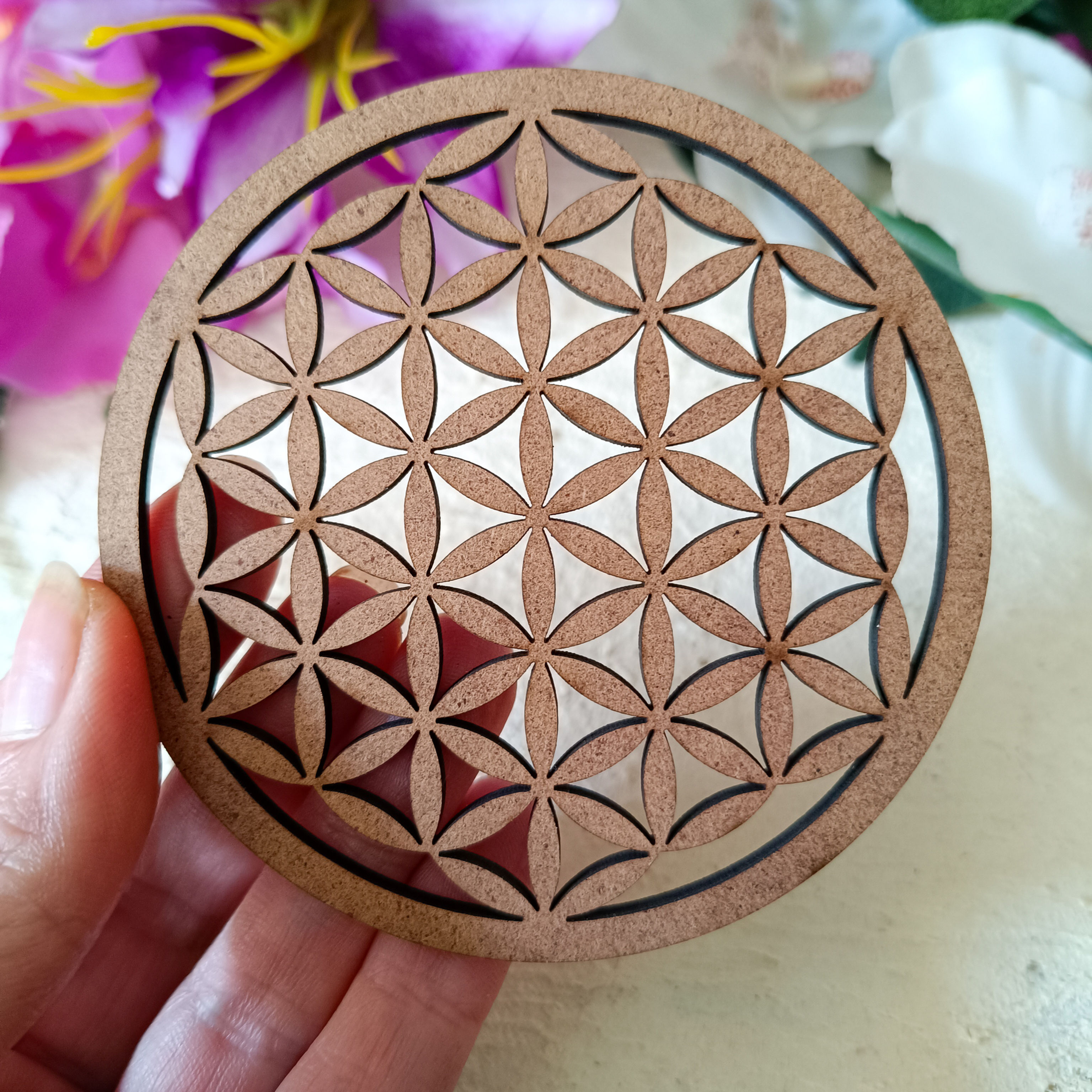 Ham Boyanabilir Lazer Kesim Yaşam Çiçeği Bardak Altlığı