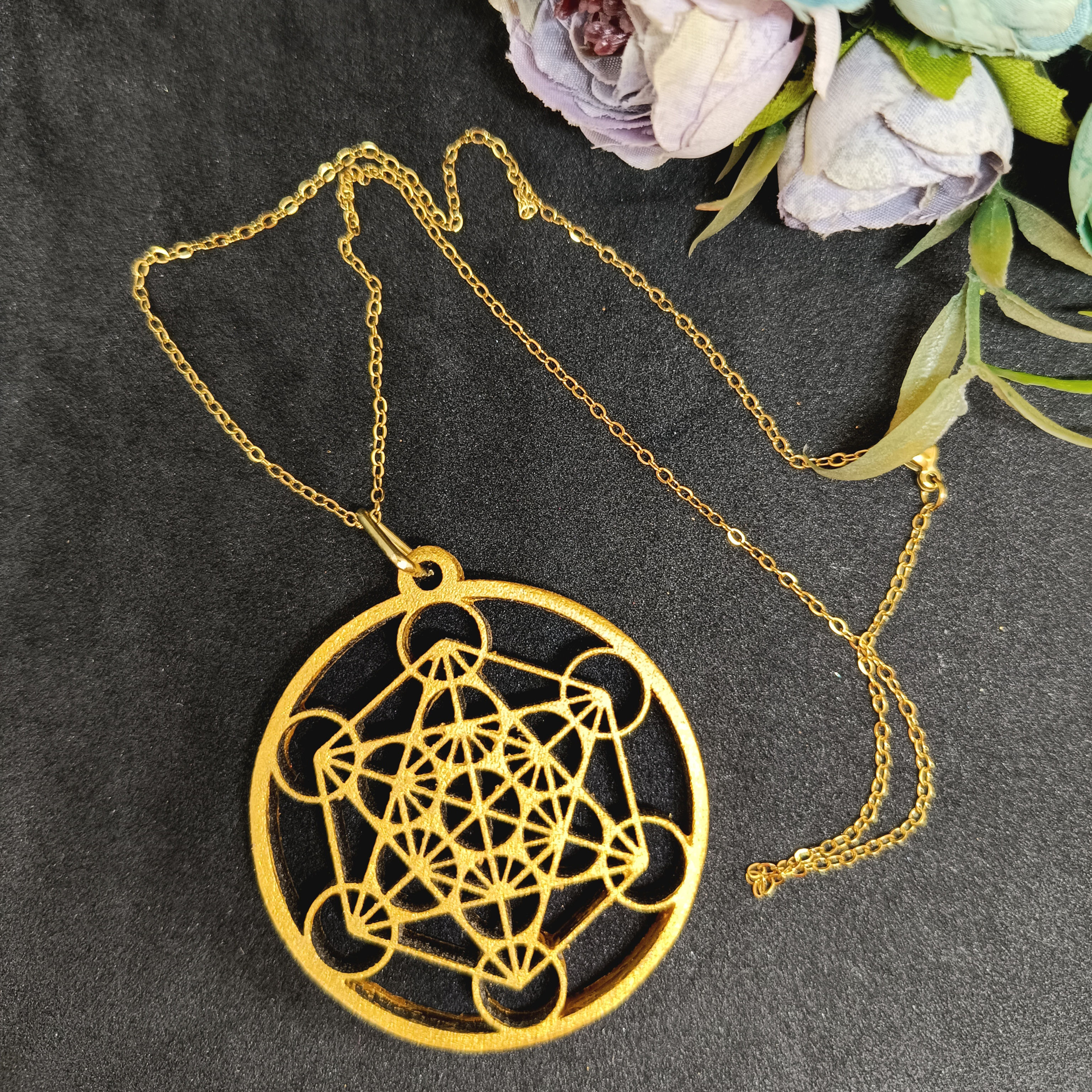 Ahşap Metatron Küpü Kolye