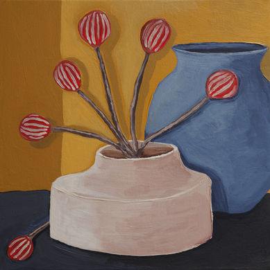 Art illustrations in acrylic paintings by Mallorca artist Ailsa Ash household items. Buy art by contacting sharon@artistsofmallorca.com or contact the artist directly