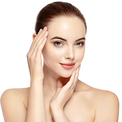 Beautiful Woman Face Portrait Beauty Skin Care Concept. Fashion Beauty Model isolated on w