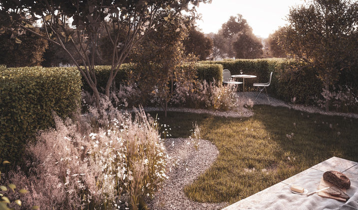 Konzepte zur Gartengestaltung für koeber Landschaftsarchitektur und IQ Intelligentes Wohnen/ Strenger