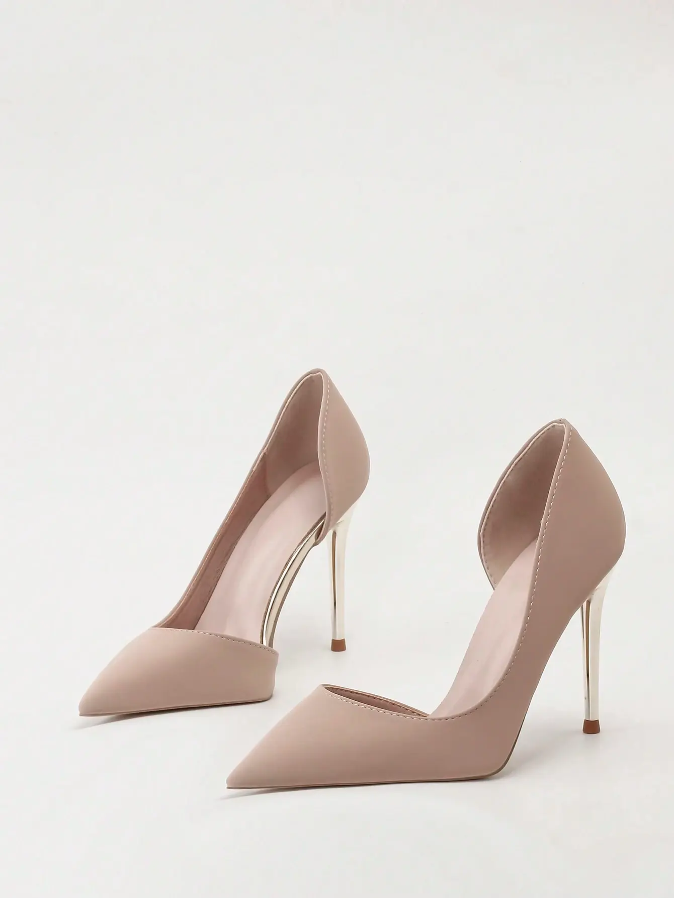 Stilettos Caqui Punta Fina con Abertura