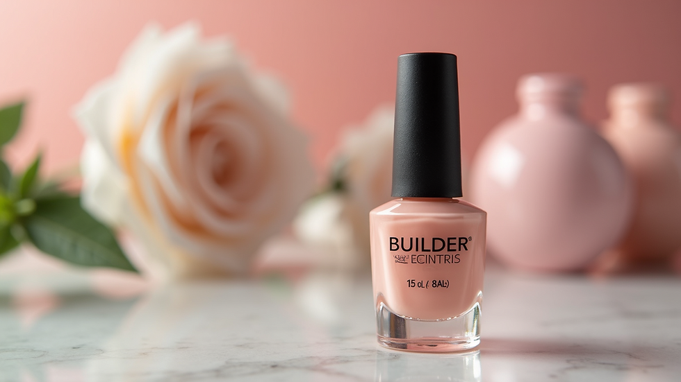 Close-up view of a bottle of Builder In A Bottle gel nail product