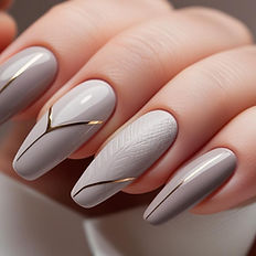 Elegant gray and gold nail art design