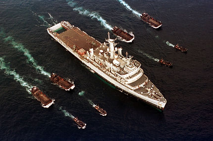 HMS Fearless with landing craft