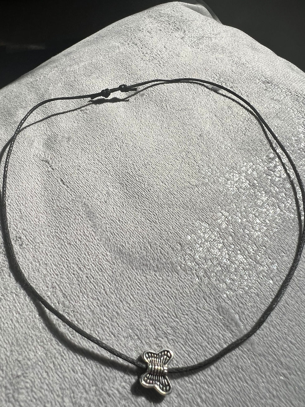 Thumbnail: Black thread anklet with charm, summer beach. Lightweight ankle bracelet with an