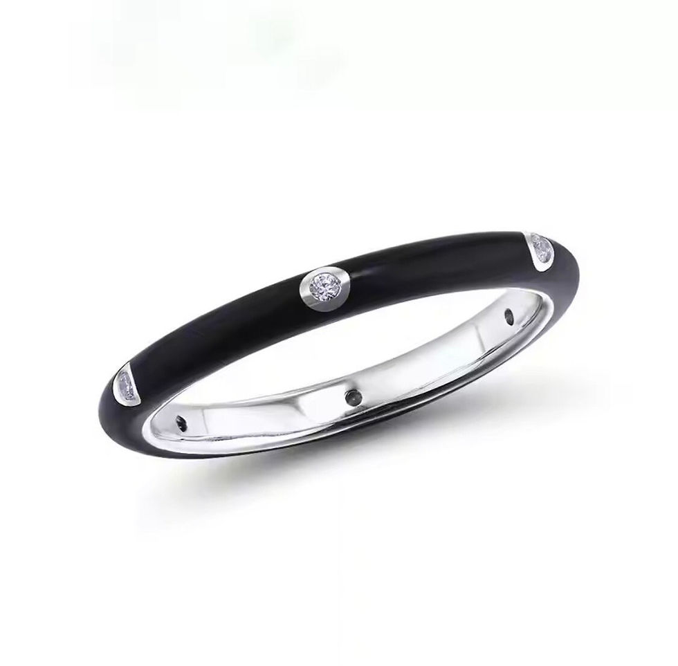 Thumbnail: 925 silver cubic zirconia enamel stackable rings.