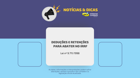 DEDUÇÕES E RETENÇÕES PARA ABATER NO IRRF