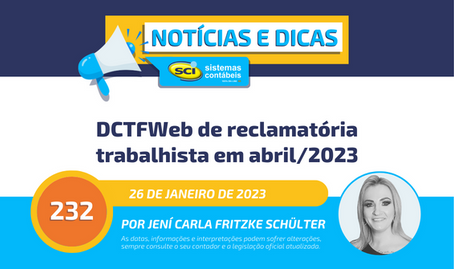 DCTFWeb de reclamatória trabalhista em abril/2023