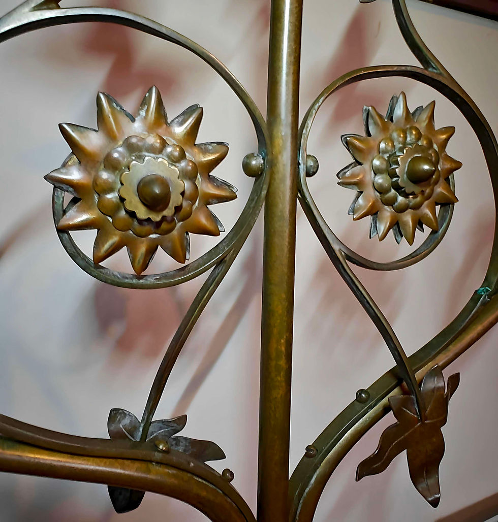 Arts and crafts brass and copper lamp