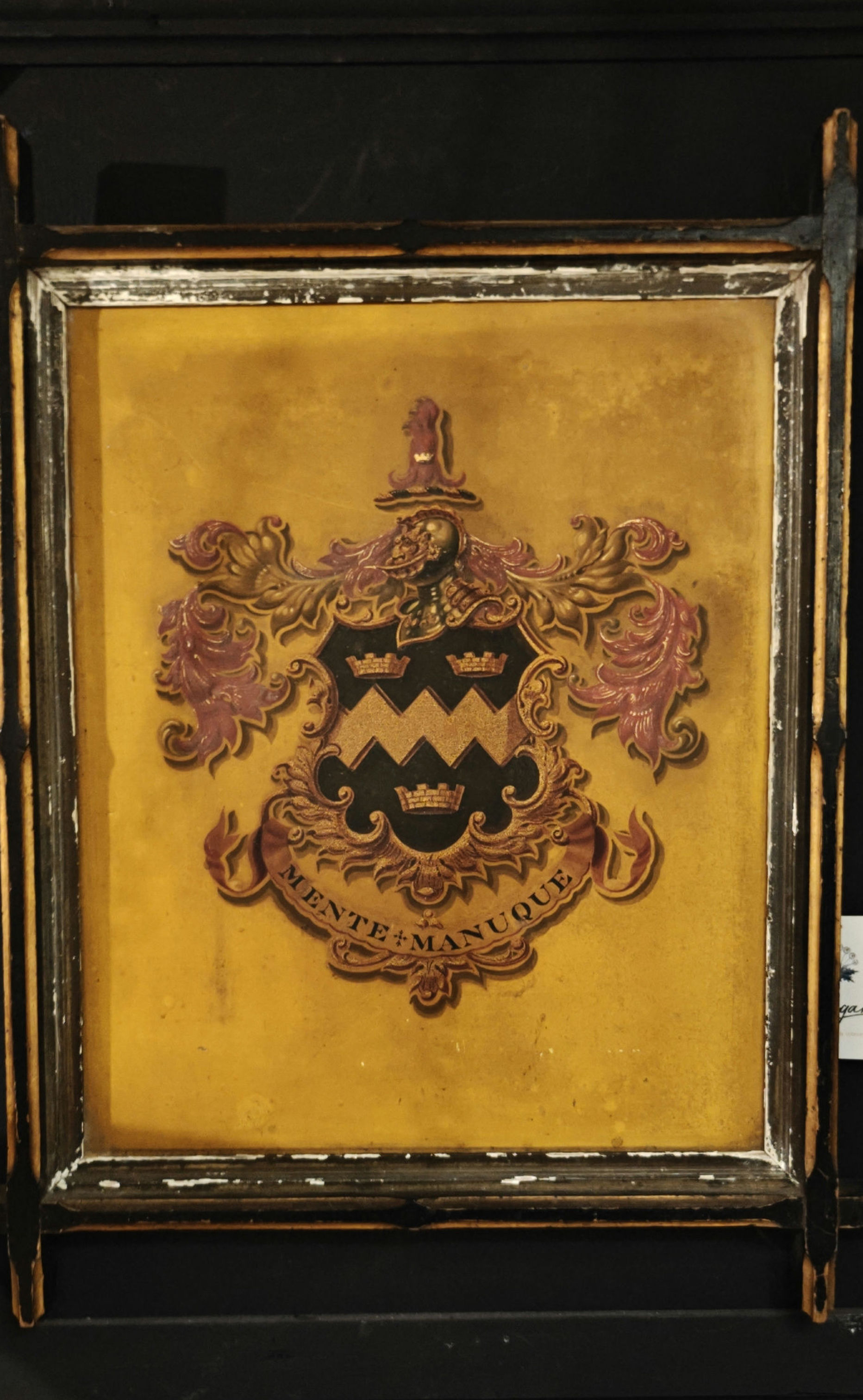 18/19th century carriage panel in period frame