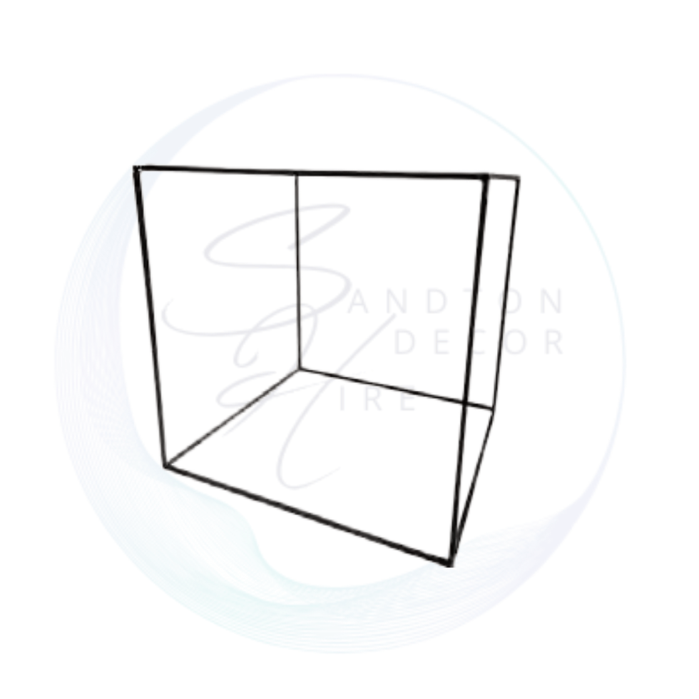 Black cube table stand, 35 cm high and 35 cm wide, ideal for event styling, plinth displays, and decorative setups