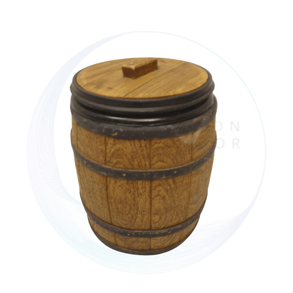 Rustic natural wooden ice bucket barrel 25cm height x 20cm diameter for event décor hire
