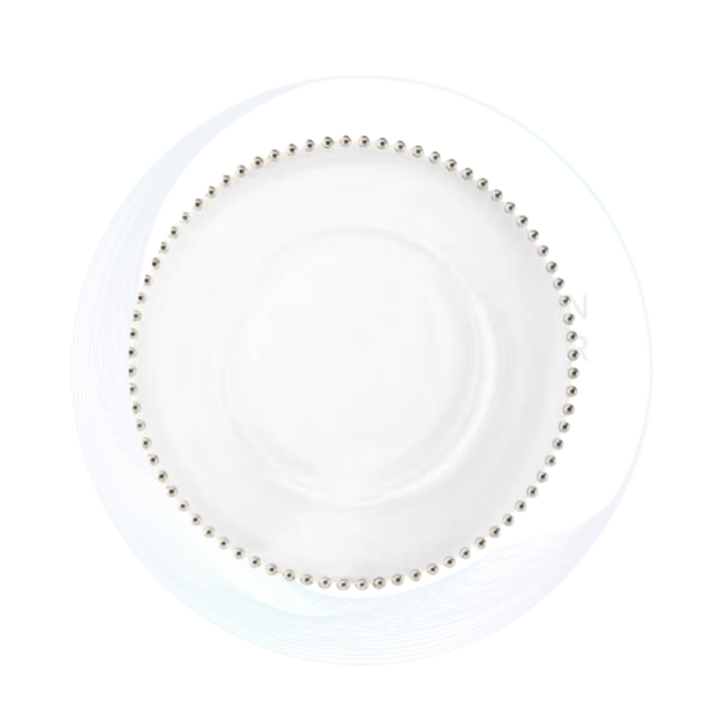 Silver beaded glass underplate, perfect for elegant table settings, weddings, and luxury event décor