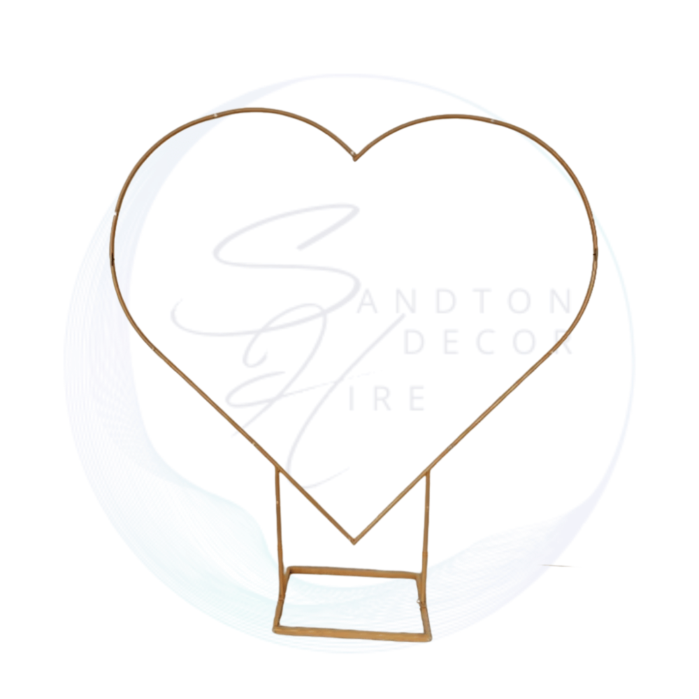 A stunning heart-shaped metal arch, perfect for adding a touch of romance to events.