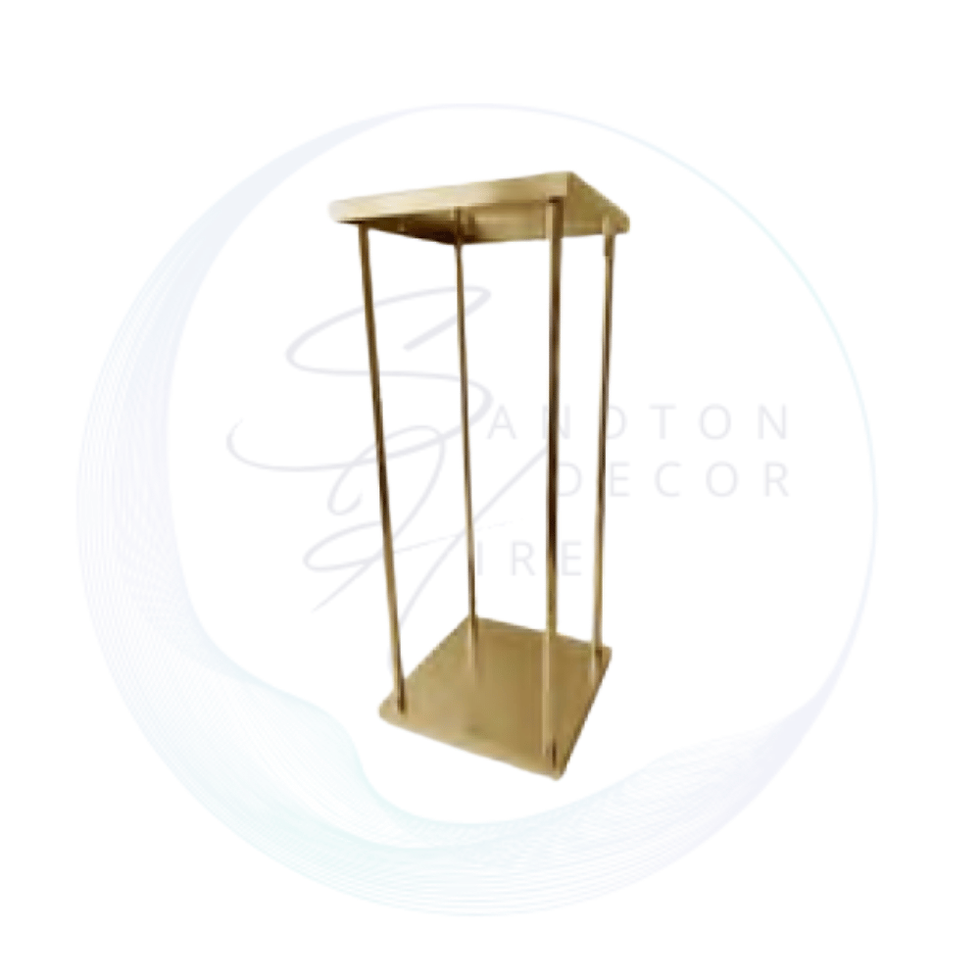 Stainless steel gold table stand, 60 cm high, ideal for event styling, signage, and decorative displays