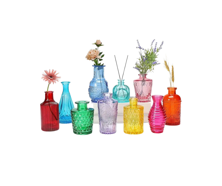 Thumbnail: Set Of 10 Colorful Glass Bud Vase