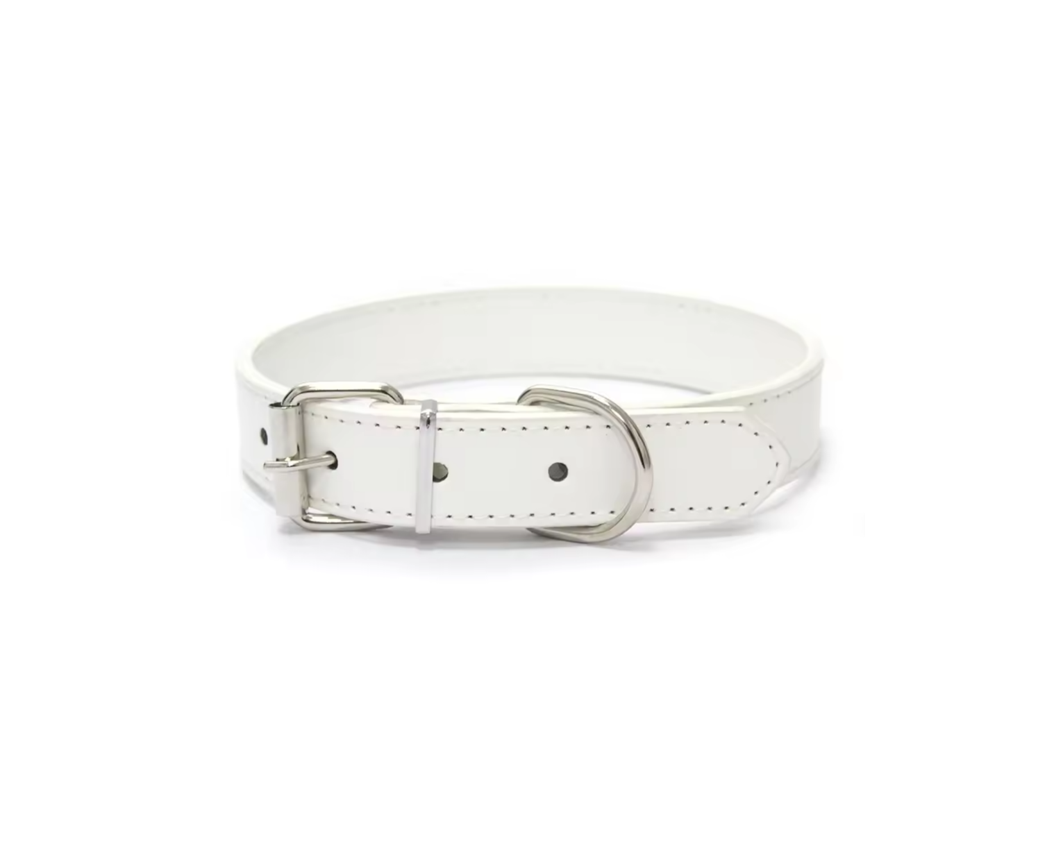 Leather Collar – Adjustable White