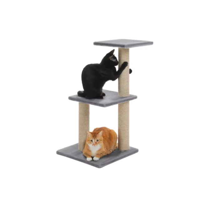 3-Level Scratching Post with Platforms Grey