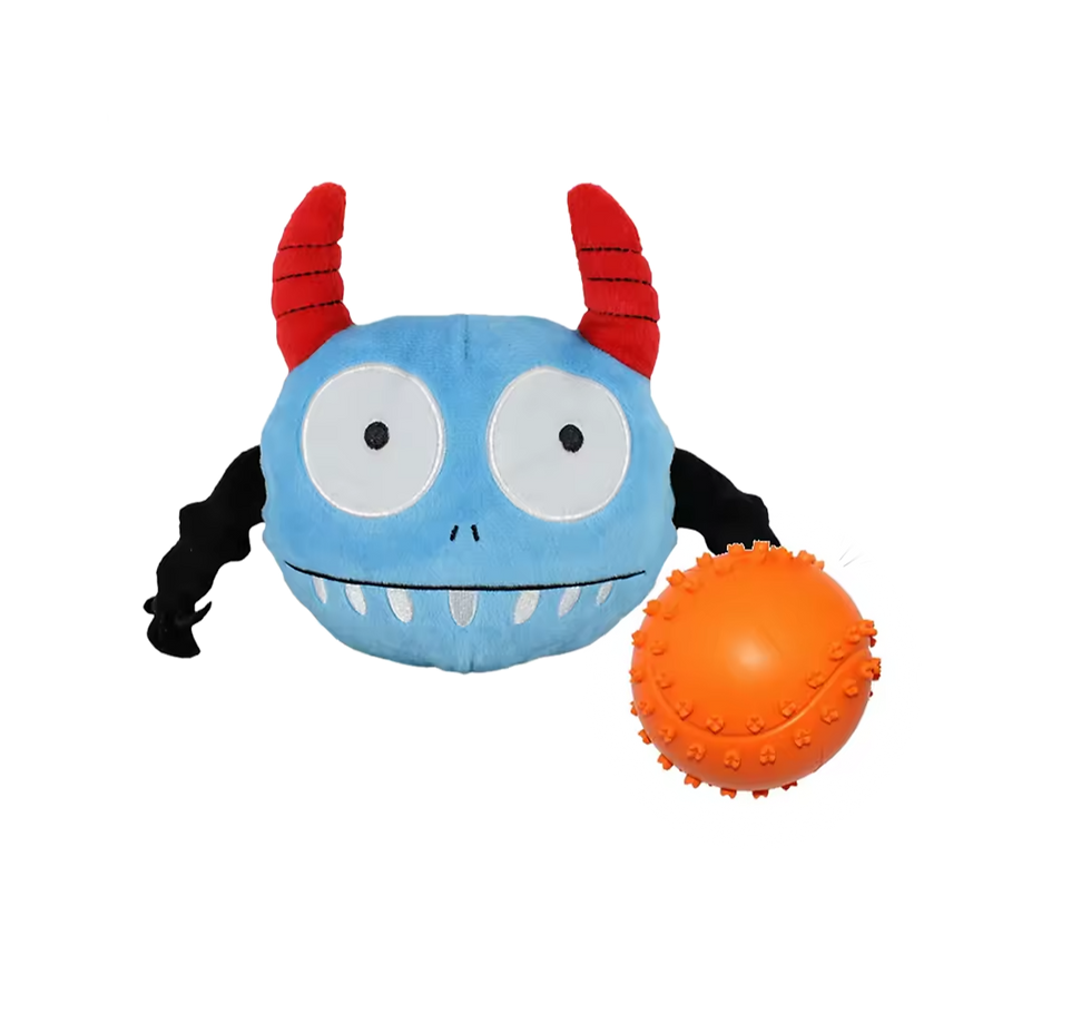 Monster Plush Toy w/ Squeaky Balls - "Surprised"