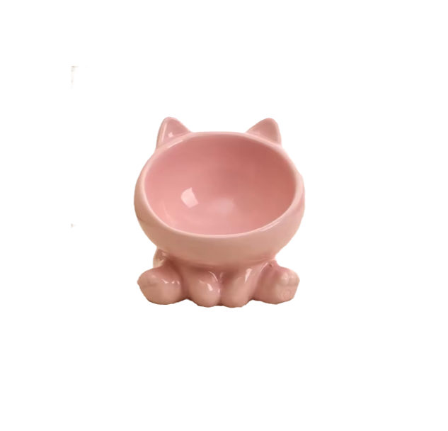 Elevated Ceramic Cat Bowl Pink
