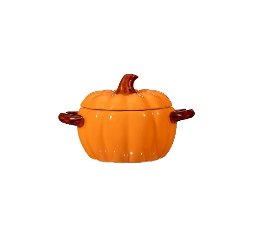 Ceramic Pumpkin Pet Bowl with Lid – 800 ml