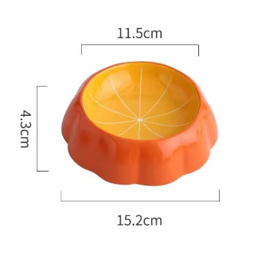 Thumbnail: Ceramic Cat Bowl "Fruits" Pumpkin