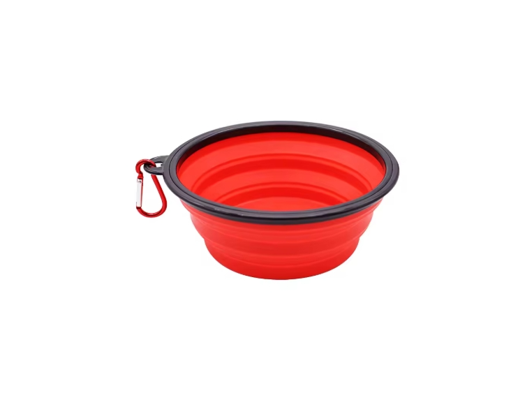 Collapsible Silicone Pet Bowl 650 ml Red
