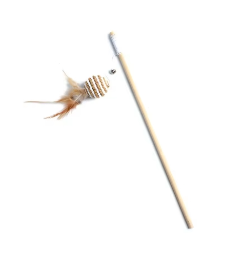 Interactive Cat Teaser Wand "Striped w/ Feather"