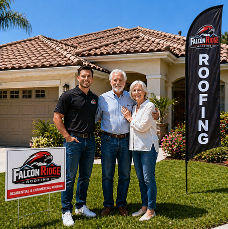 Falcon Ridge Roofing crew performing residential roof replacement in Rancho Cucamonga California