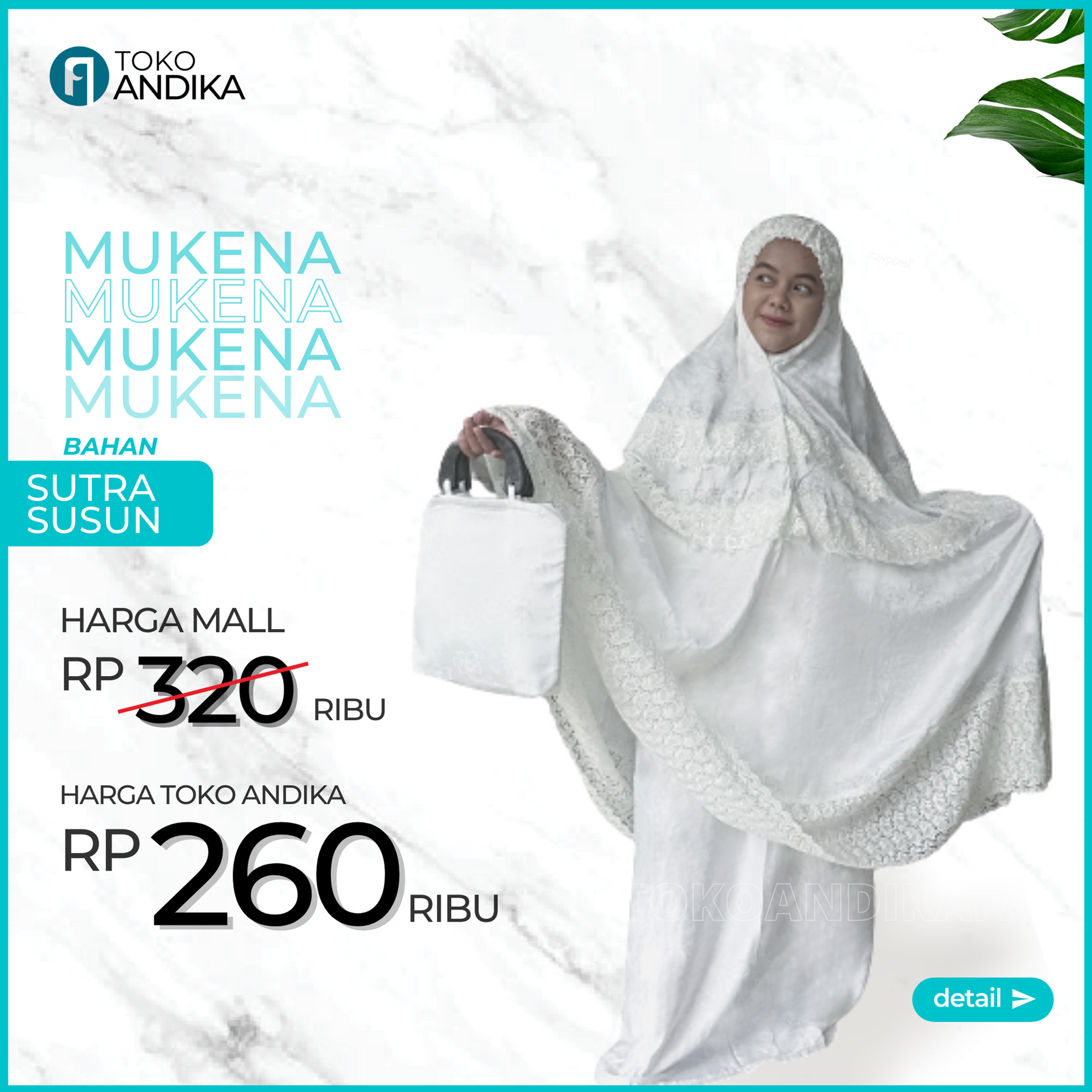 Mukena Sutra Susun - Putih