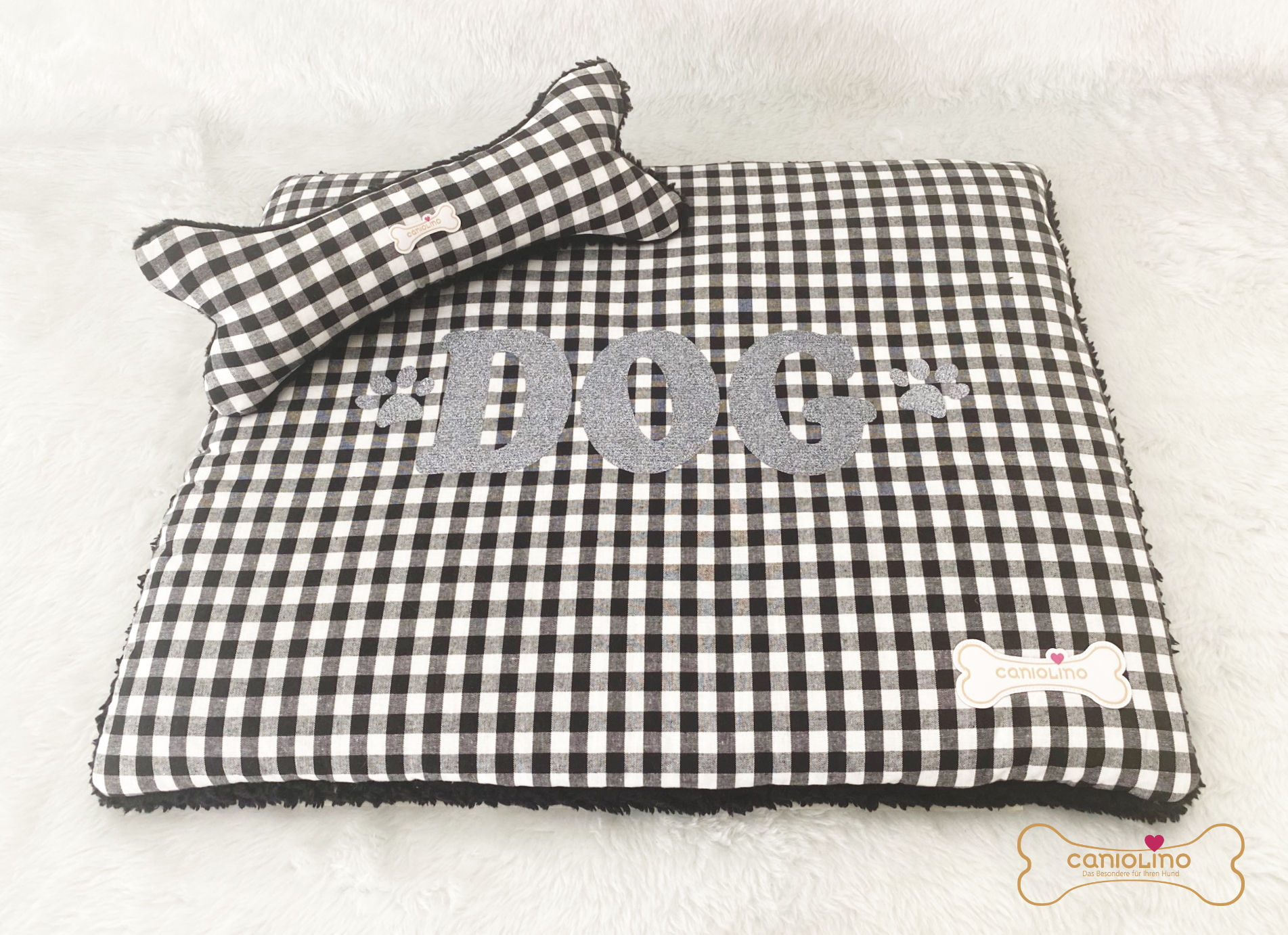 Hundematte Vichy Karo Schwarz-Weiss