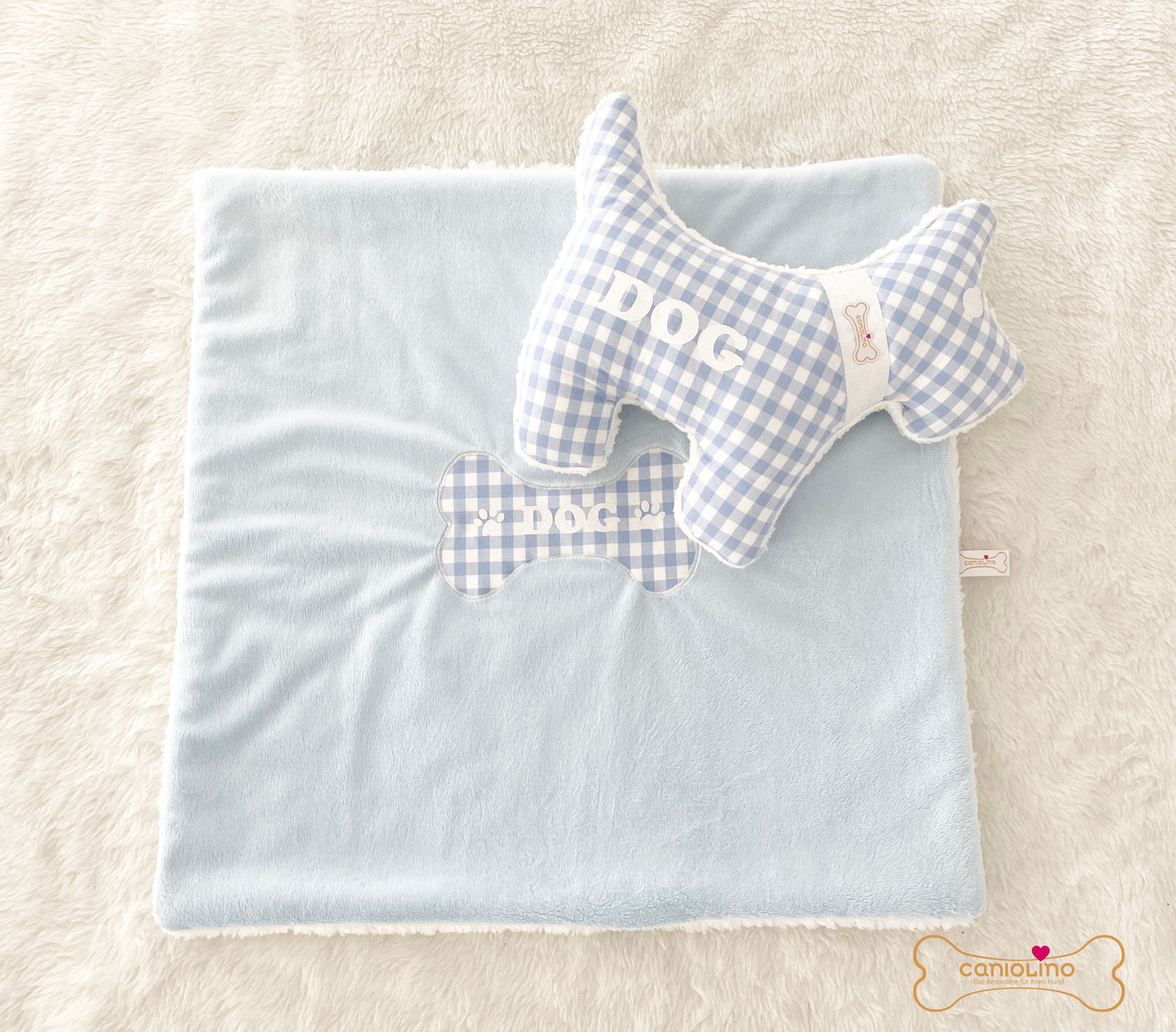 Hundedecke Vichy Karo Blau/Weiss