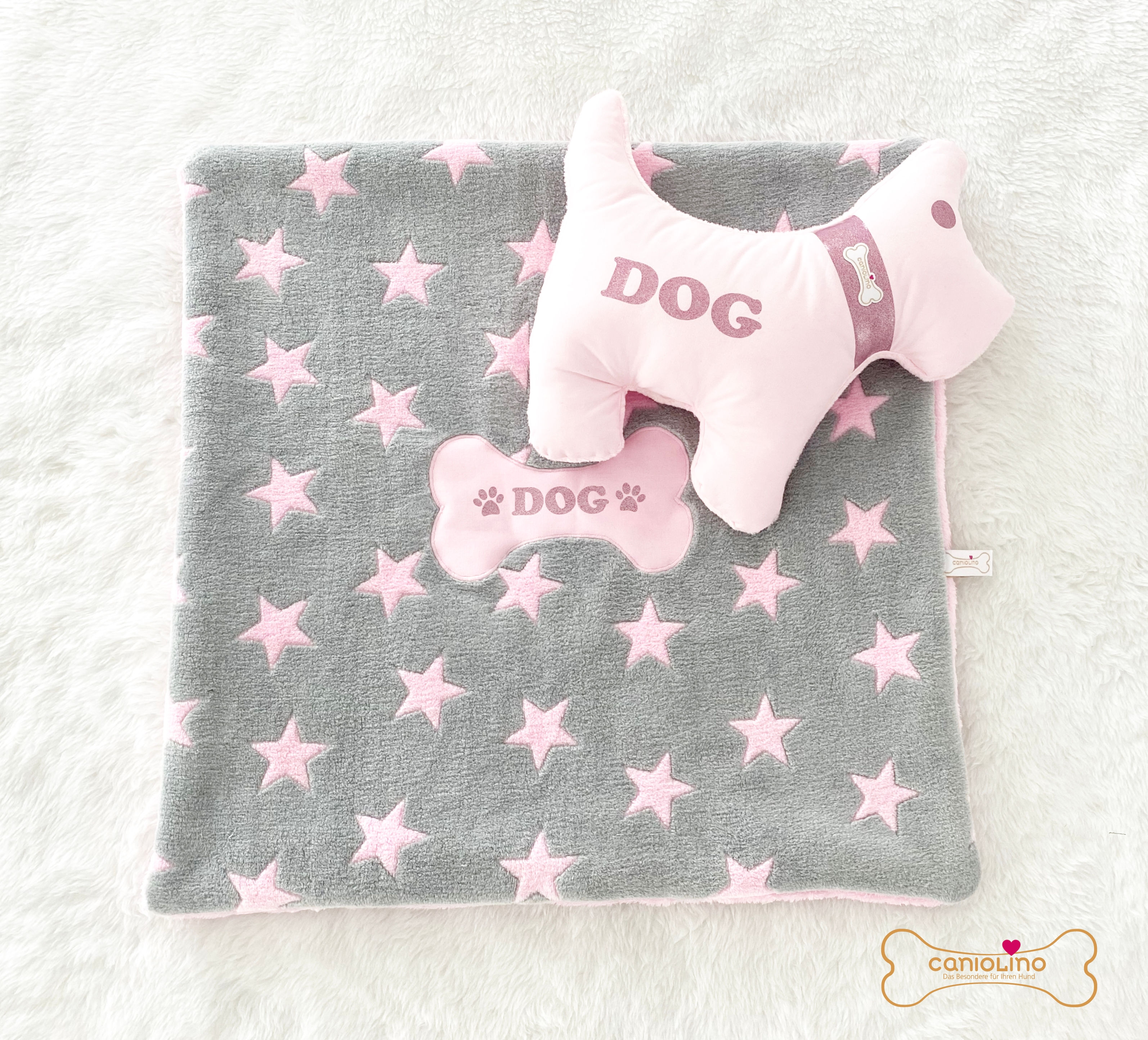 Hundedecke Sterne Grau/Rosa