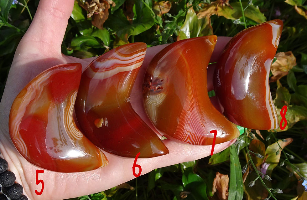 Thumbnail: Polished Banded Carnelian Moon Palm Stones - 4 More Pieces To Choose From