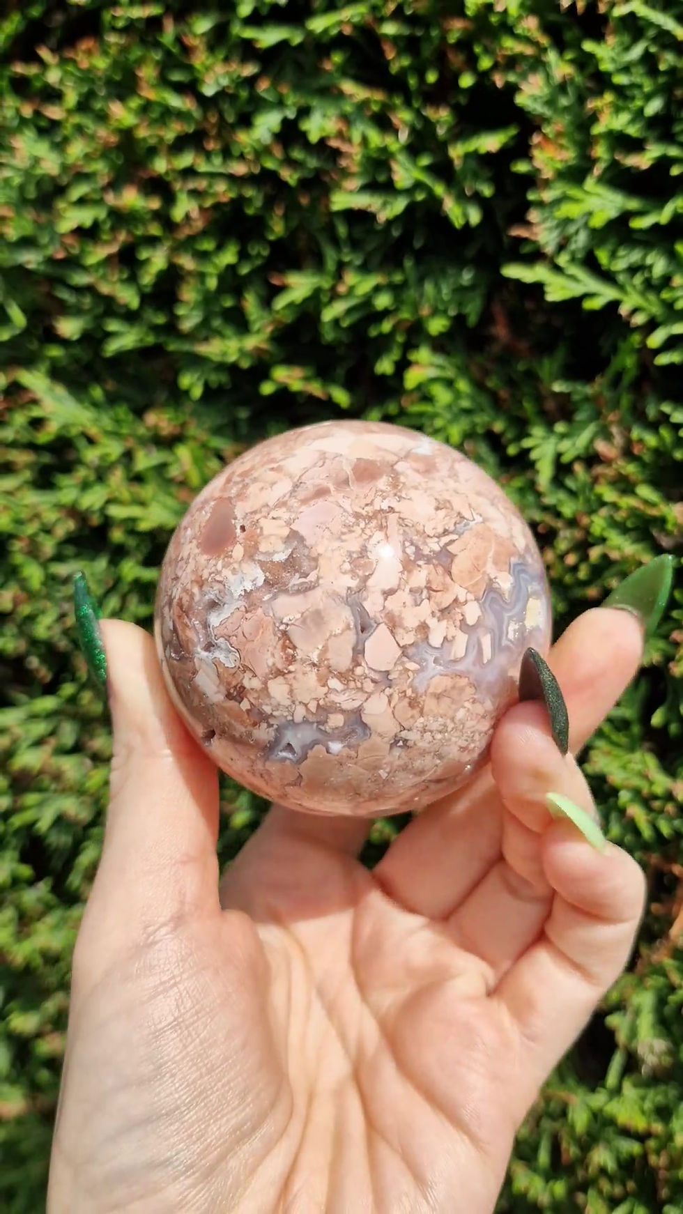 Thumbnail: Polished Pink Cotton Candy Agate Druzy Sphere - 353g - 6.5cm Diameter